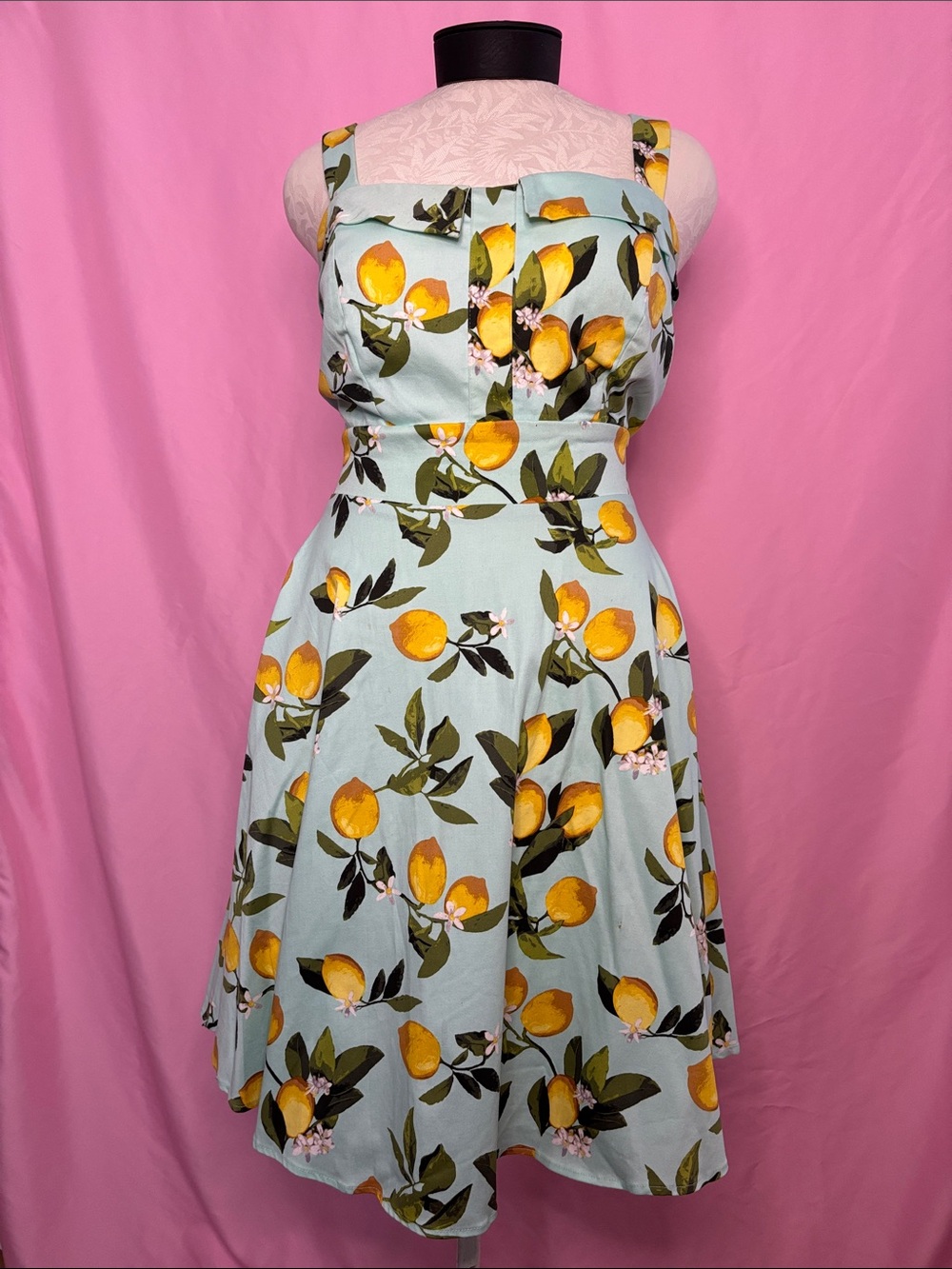Retro Lemon Print Dress in Mint Size 16